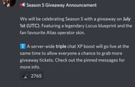 Season 5 giveaway announcement (Image via COD Mobile - Discord)